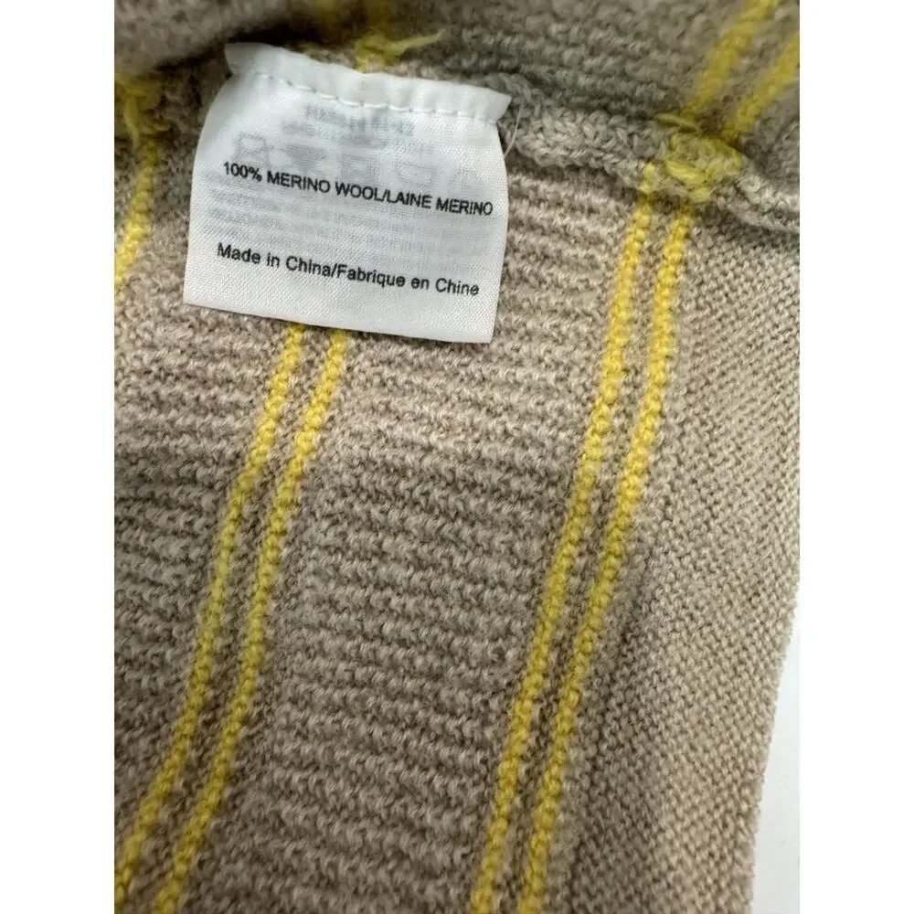 Tory Burch Cardigan Merino Wool Preppy Classic Beige Yellow Gold Button Women XS
